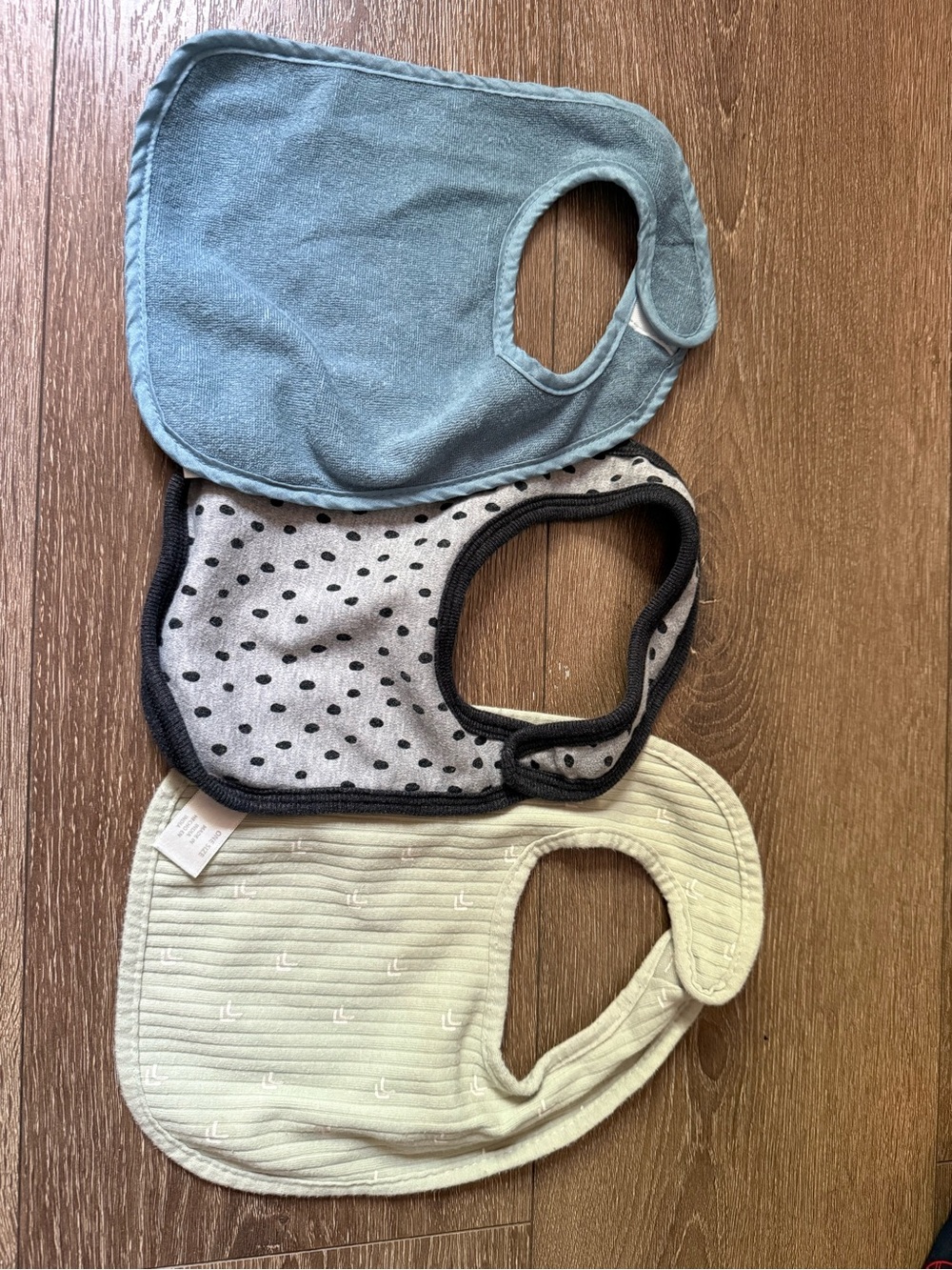 3-Pack Baby Bibs in Blue, Gray Polka Dot & Cream - Soft Feeding Bibs